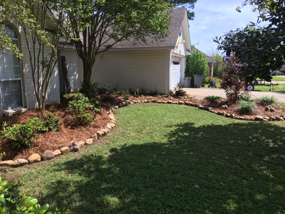 Landscaping in West Monroe, La with encore azaleas and pine straw mulch